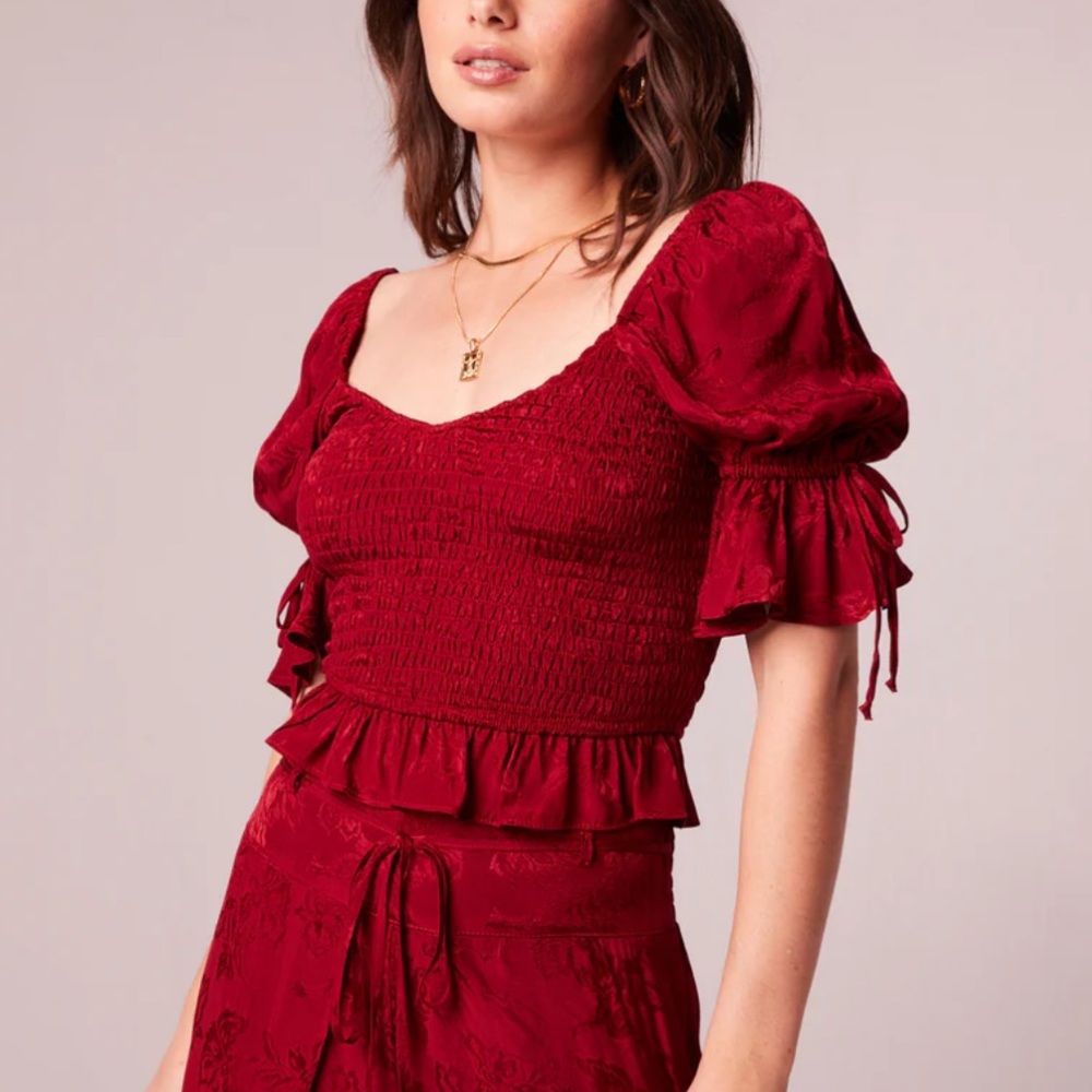 NWT Band of the Free | Lea Rhubarb Smocked Crop Top XS